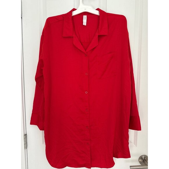Auden size XL Satin Notch collar Nightgown Red New - Picture 2 of 5